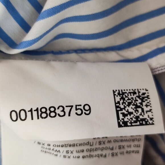 Hugo Boss blouse women's size 8 white with blue stripes business casual - Picture 8 of 14